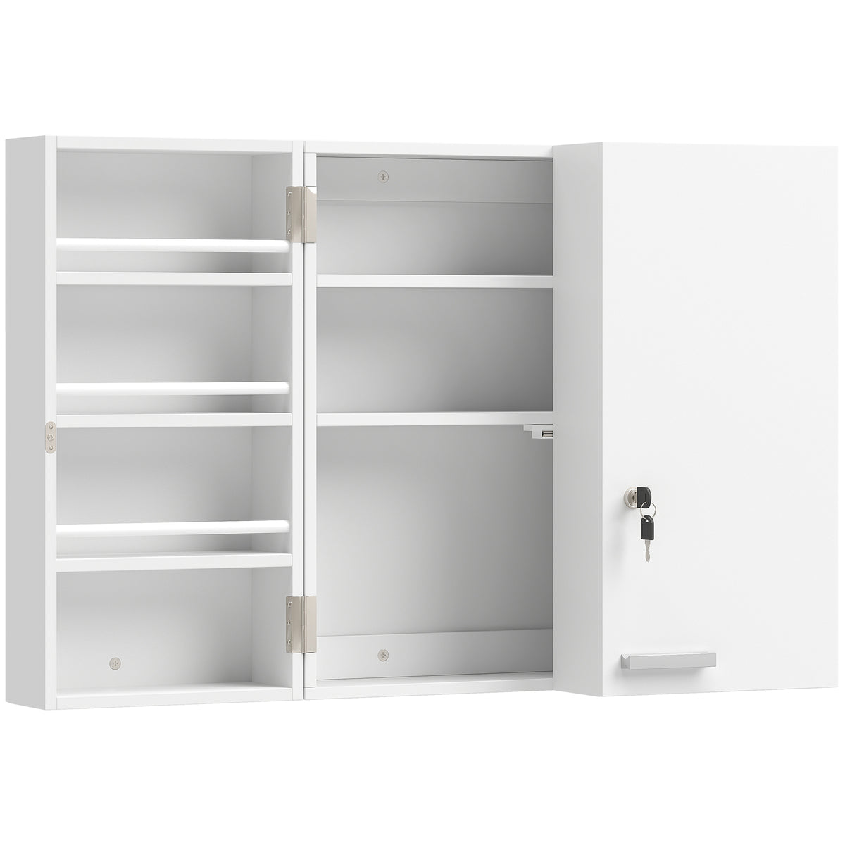 HOMCOM Medizinschrank abschließbar 2-türig Hängend Medikamentenschrank mit 11 Fächer 2 Schlüssel, 53 x 20 x