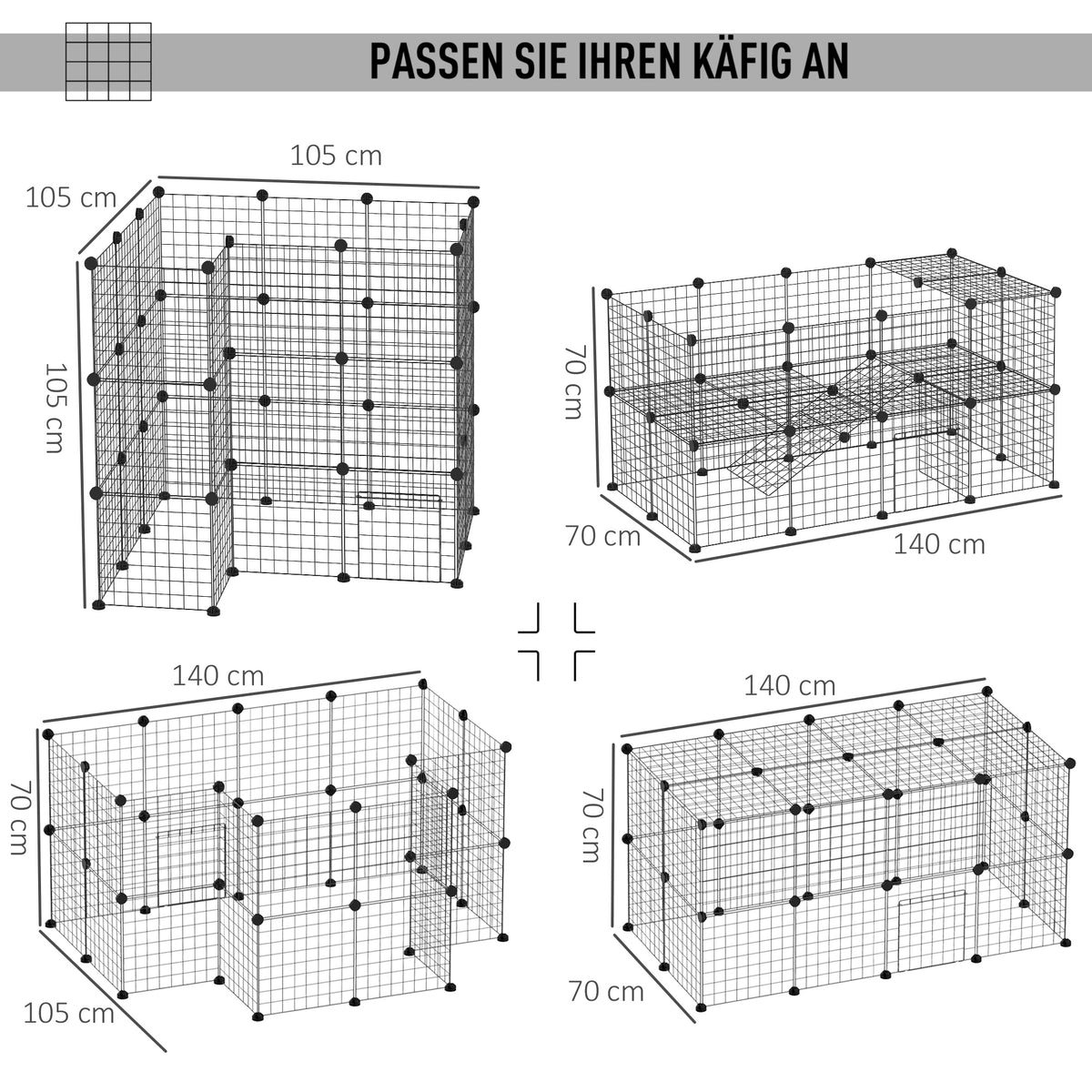 PawHut Freigehege, Freilaufgehege, Laufstall mit 36 Platten, Kleintiergehege für Kleintiere – Produktabbildung 6