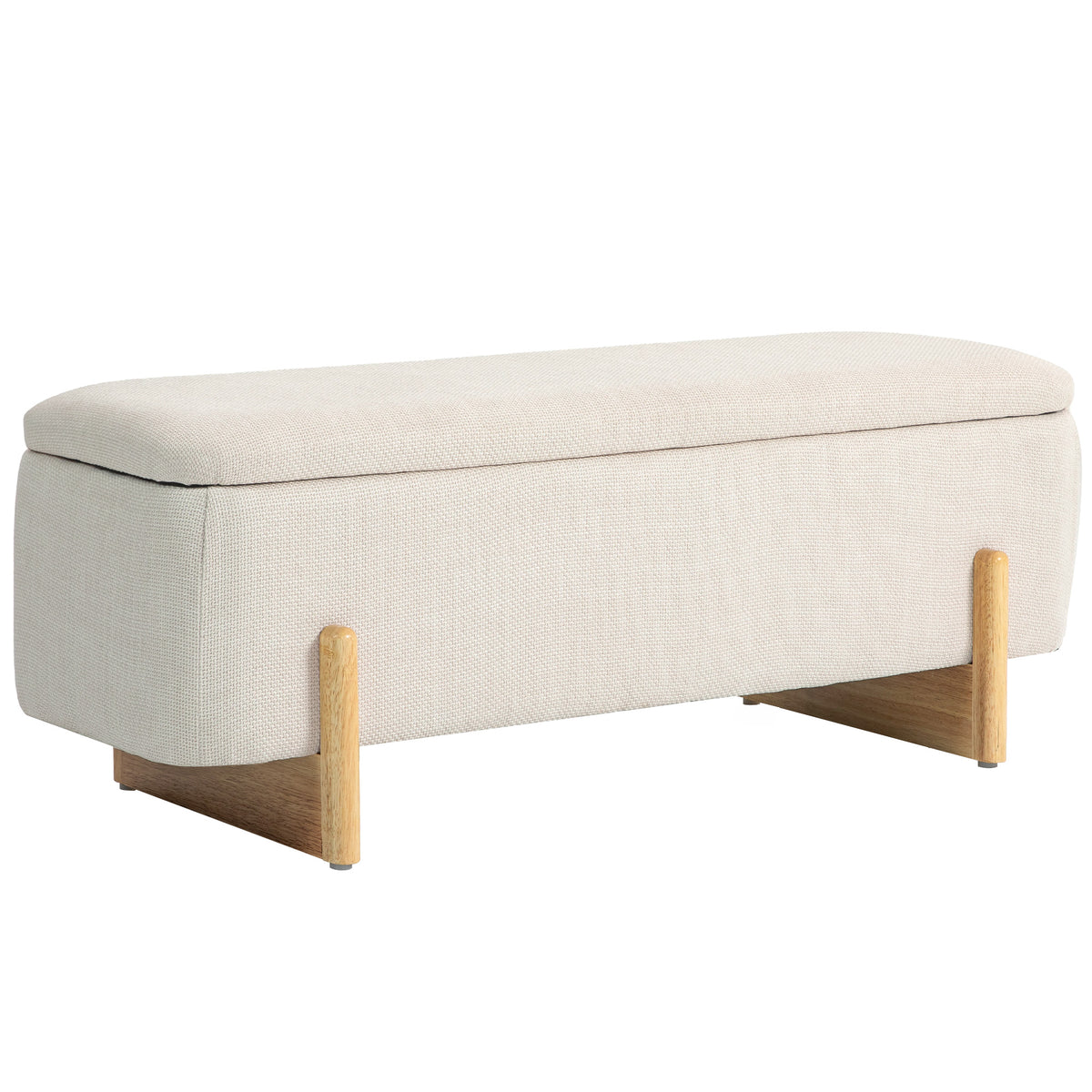 HOMCOM Hocker mit Stauraum, Sitzbank mit Schaumstoffpolsterung, Leinenimitat, 111 x 44 x 44,5 cm, Cremeweiß
