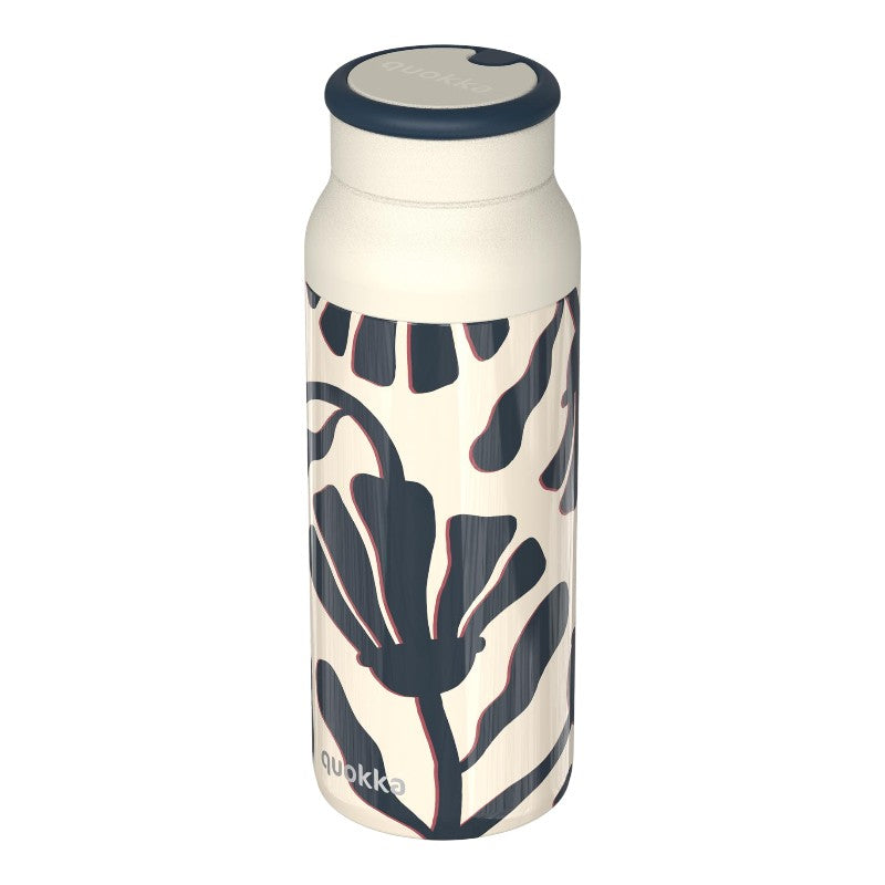Quokka Echo - Flasche aus Edelstahl 690 ml se silikonovou Griff (abstraktní Blätter)