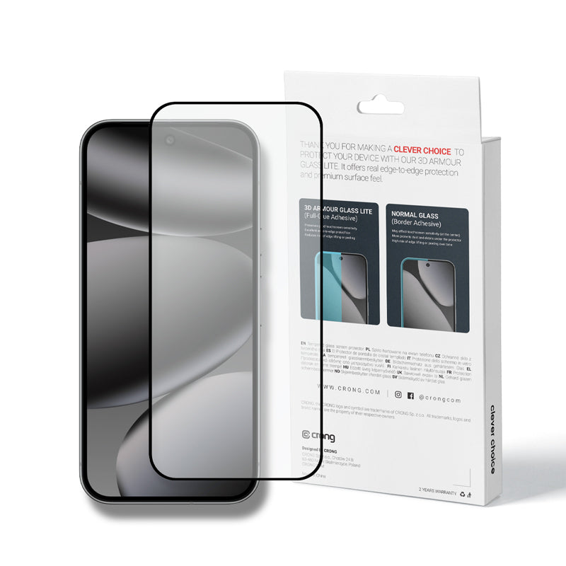 Crong 3D Armour Glass Lite- gehärtetes Glas s celoplošným lepením für Google Pixel 9 Pro XL / 10 Pro XL