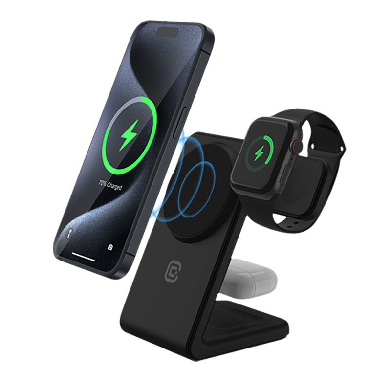 Ständer Crong MagSpot Pivot – Kabelloses Ladegerät 3 in 1 s MagSafe für iPhone, Apple Watch a AirPods