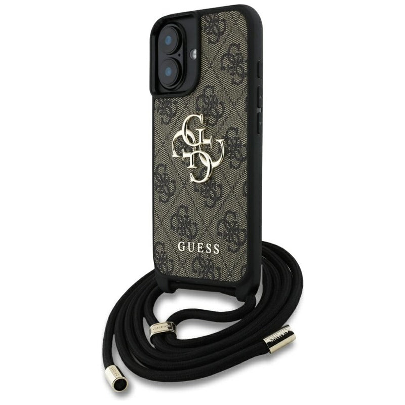Guess 4G Big Logo Cord Strap Crossbody - Hülle für iPhone 16 (braun)