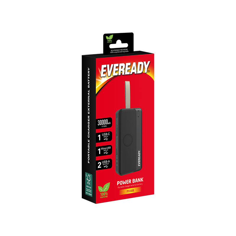 Eveready PX30B - Powerbank 30000 mAh 2x USB-A (schwarz)