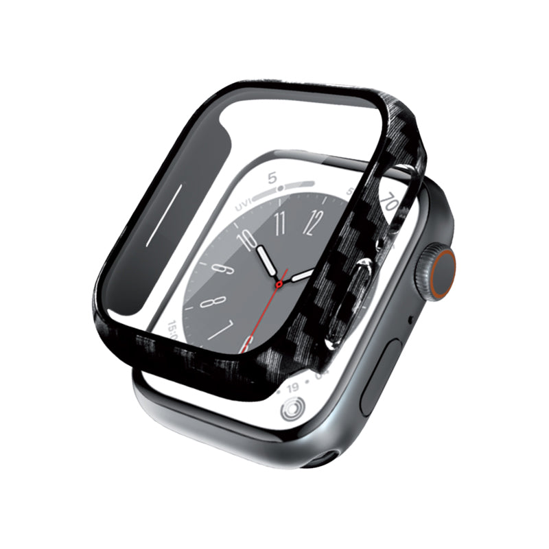 Crong Hybrid Watch Case - Hülle se sklem für Apple Watch 44mm (karbonové)