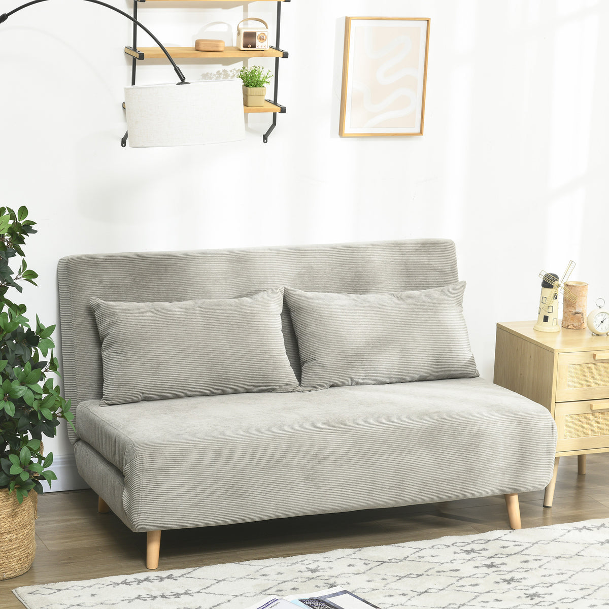 HOMCOM Schlafsofa, Gästebett, 3-fach verstellbare Rückenlehne, Leinenoptik, bis 120 kg, 141 x 90 x 81 cm – Produktabbildung 2