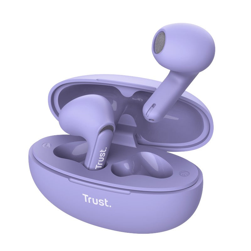 Trust Yavi - Kabellose Kopfhörer Bluetooth TWS s Lade- pouzdrem a ENC (violett)