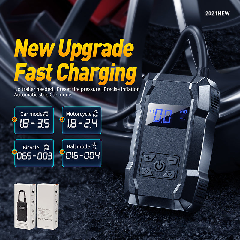 WEKOME Pi801 - Přenosná elektrická pumpa für Auto + Power Bank 2000 mAh (schwarz) – Produktabbildung 2