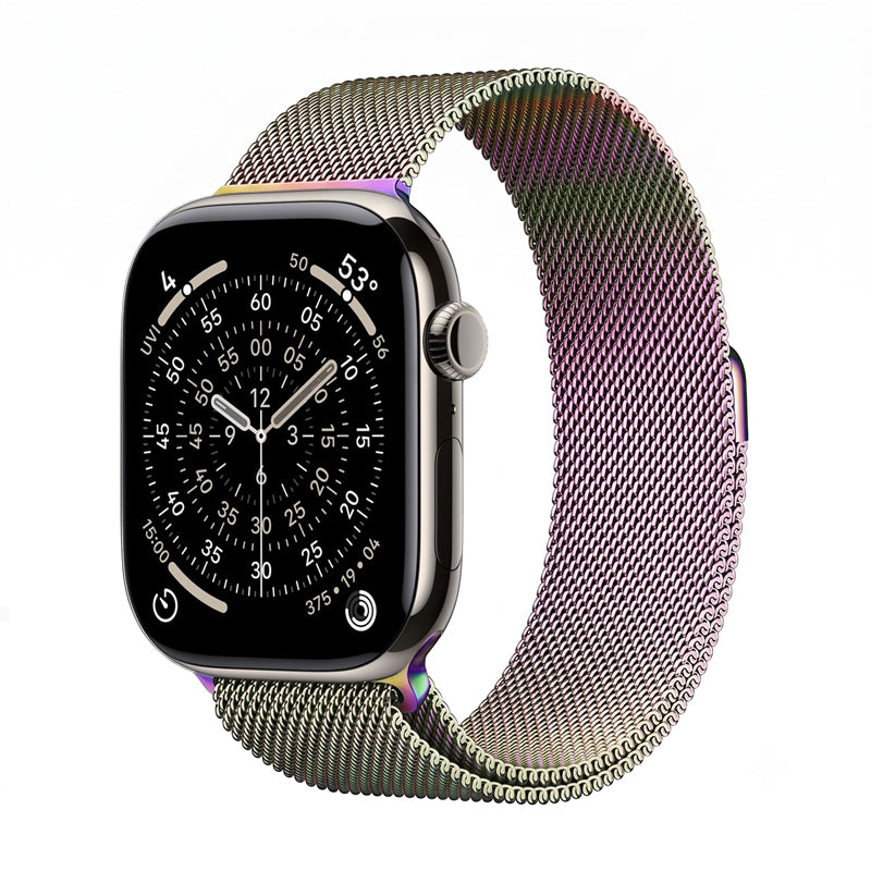 Crong Milano Steel - Armband aus Edelstahl für Apple Watch 38/40/41/42 mm (duhový)