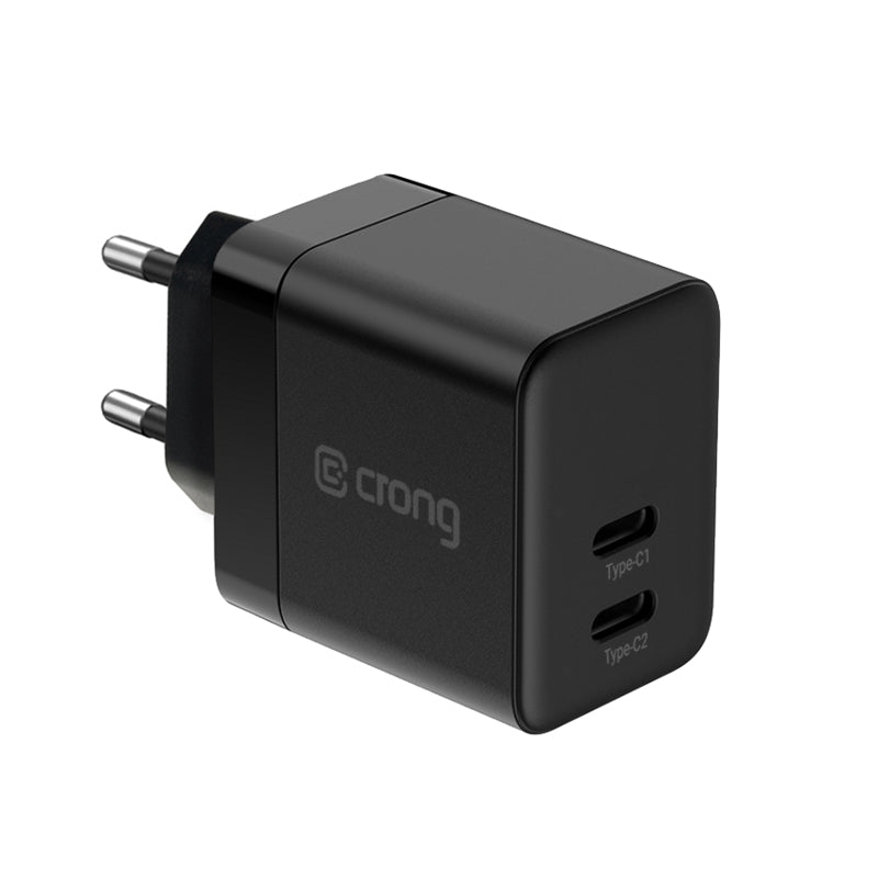 Crong Ultra Compact GaN - 2x USB-C 35W PD 3.0 nástěnná Ladegerät s PPS (schwarz)