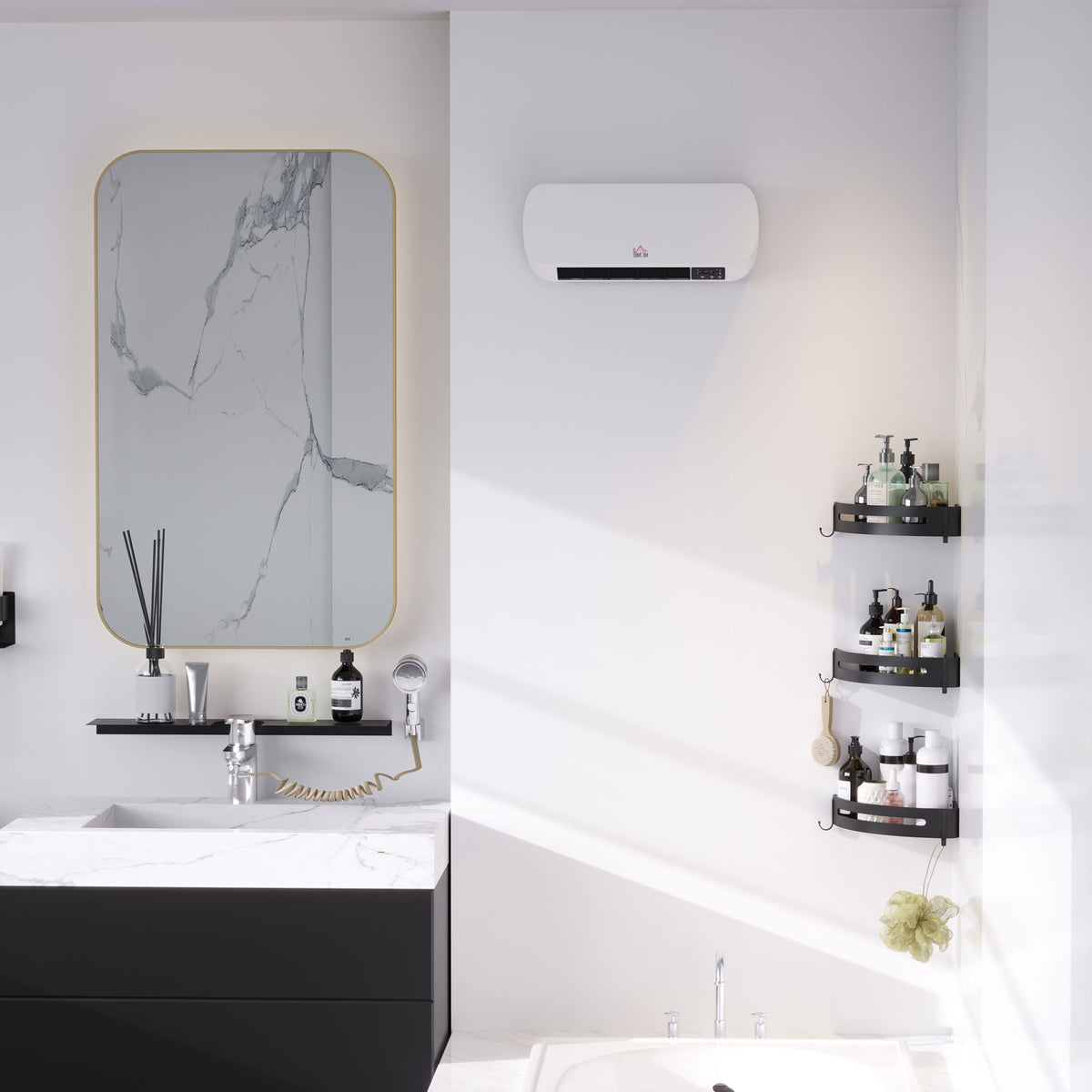 HOMCOM Heizlüfter zur Wandmontage 2000W mit Fernbedienung 2 Heizmodus LED-Display 12h Timer für – Produktabbildung 2