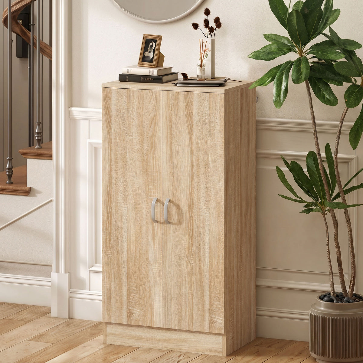 HOMCOM Schuhschrank mit 2 Türen, 6 verstellbare Regalböden, Soft-Close-Scharniere für 14 Paar Schuhe – Produktabbildung 2