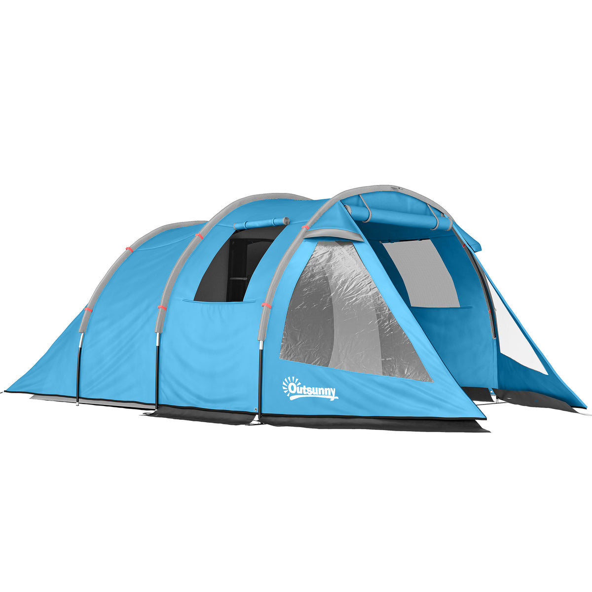 Outsunny Campingzelt Trekkingzelt Zelt, wetterbeständig, 2 Räume, 475 x 264 cm Breite x 172, Blau