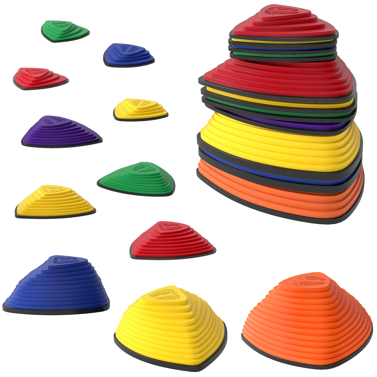 11er-Set Trittsteine, rutschfestes Design, für drinnen & draußen, stapelbar, Bunt