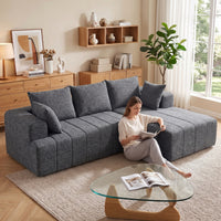 HOMCOM 3-Sitzer Ecksofa in L-Form mit Ottomane, wandelbares Chenille-Cloud-Schlafsofa mit – Produktabbildung 9