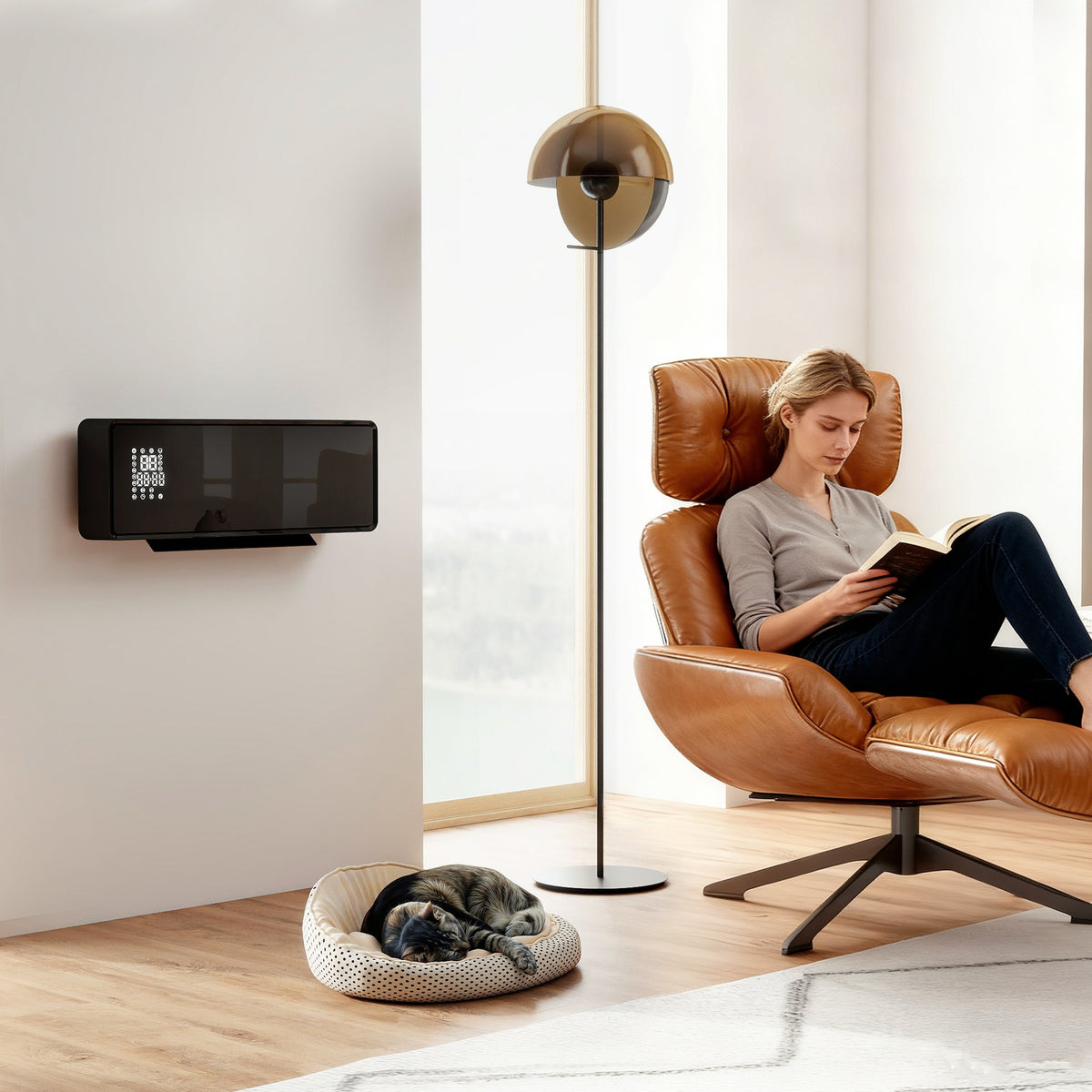 HOMCOM Wandmontierter 2000W Keramik Elektroheizer, Ventilator, Thermostat, Timer, Fernbedienung – Produktabbildung 2