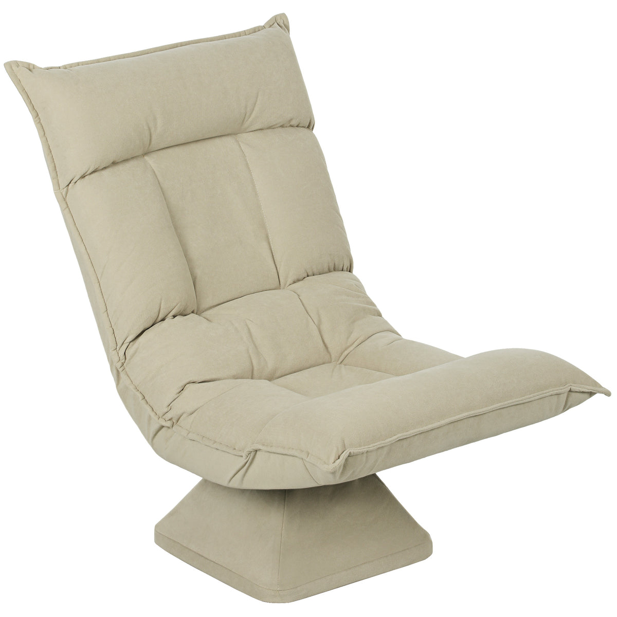 HOMCOM Bodensessel mit 5-fach verstellbarer Rückenlehne, drehbar, moderner Polsterstuhl, Beige