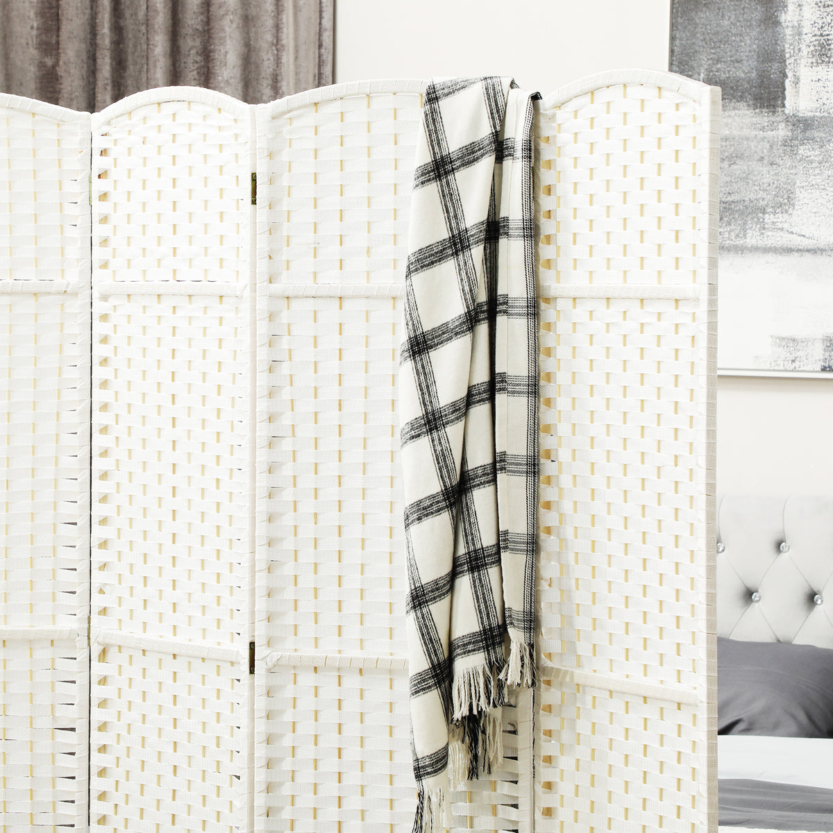 HOMCOM 4-teiliger Raumtrenner, Faltbarer Sichtschutz, Sichtschutzwand für Wohnzimmer, Schlafzimmer – Produktabbildung 7
