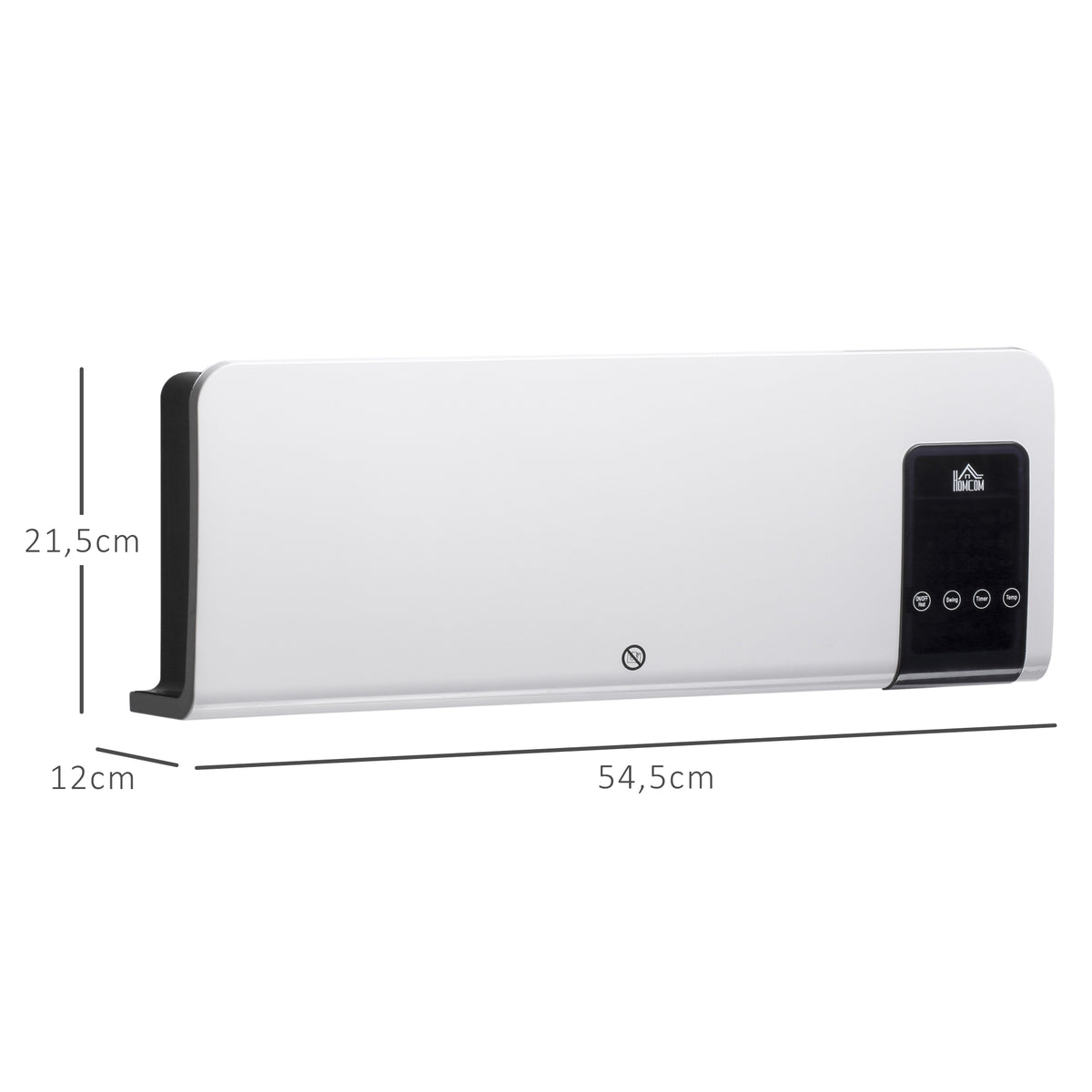 HOMCOM Elektro-Heizung, Wandmontage, Schwingfunktion, 2 Modi, Timer, LED-Anzeige, Weiß – Produktabbildung 3