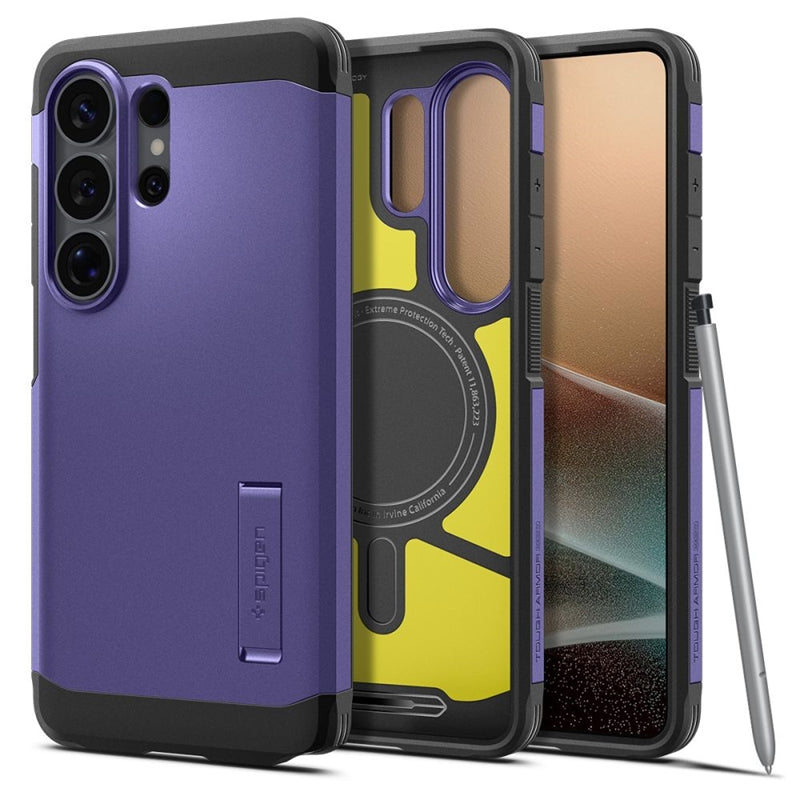 Hülle Spigen Tough Armor MagSafe für Samsung Galaxy S26 Ultra (popelavě violett)