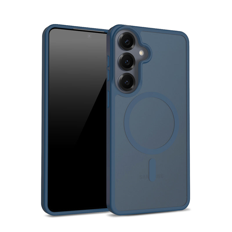 Crong Hybrid Matte Magnetic - Hülle MagSafe für Samsung Galaxy S25 (dunkel blau)