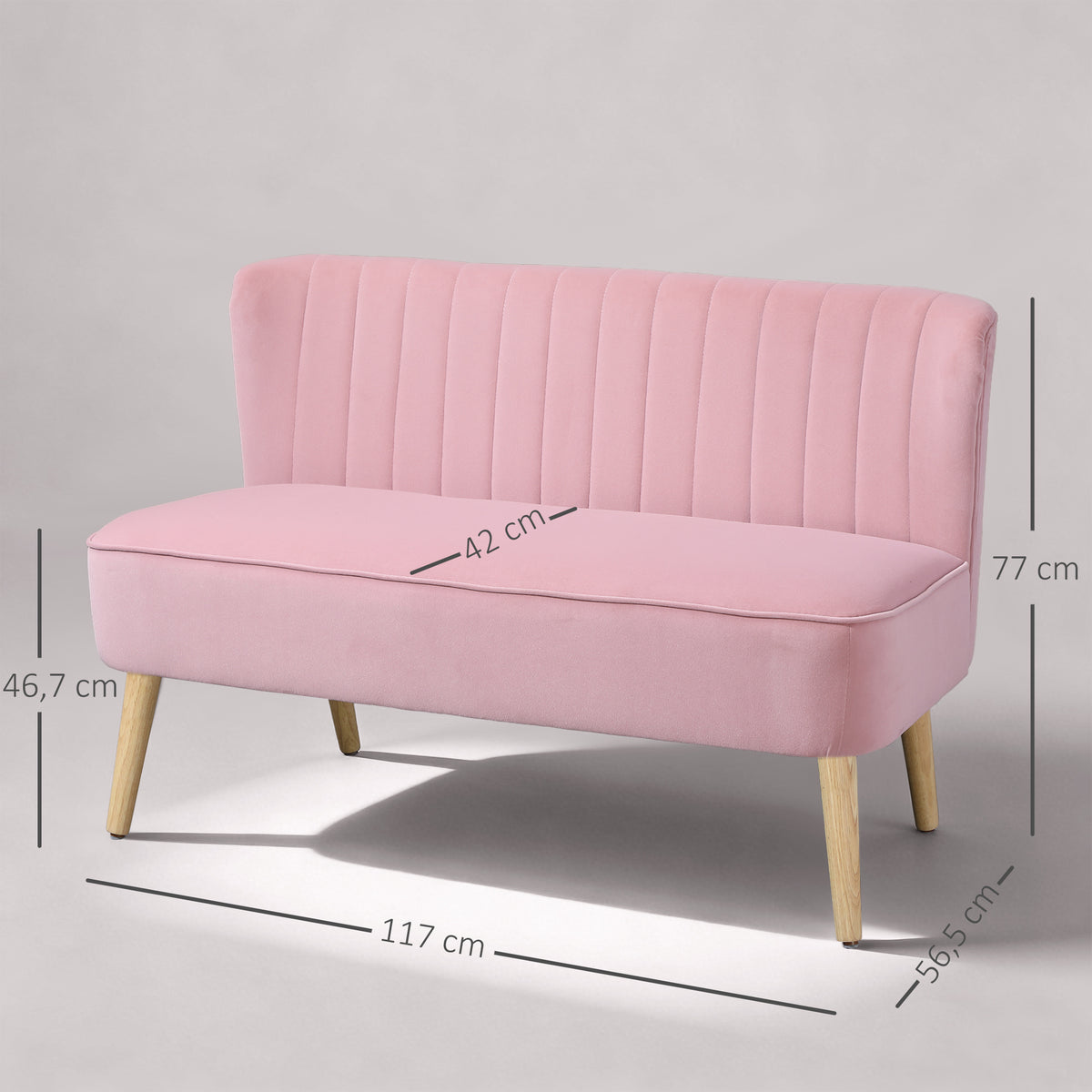 HOMCOM Sofa 2-Sitzer Stoffsofa Couch Polstersofa Loungesofa breit Rosa – Produktabbildung 3