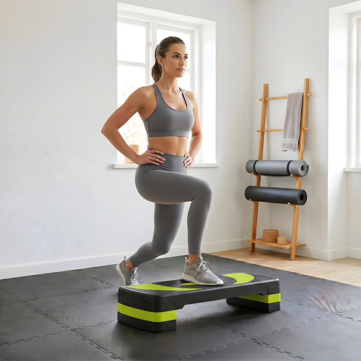HOMCOM Aerobic-Stepper, höhenverstellbar, für Indoor und Outdoor, Belastbarkeit bis 150 kg, 80 x 31 x – Produktabbildung 2