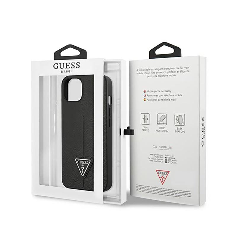 Guess Saffiano Triangle Logo Case - Hülle für iPhone 14 Plus (schwarz) – Produktabbildung 8