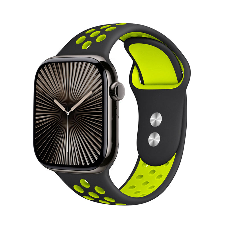 Crong Duo Sport - Armband für Apple Watch 38/40/41/42 mm (schwarz/limetkový)
