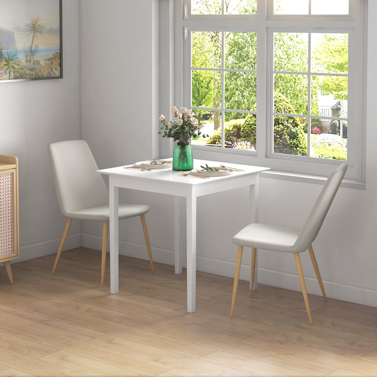 HOMCOM Küchentisch Esstisch Quadratischer Tisch, modernes Design, 75 cm x 75 cm x 76 cm, Weiß – Produktabbildung 2