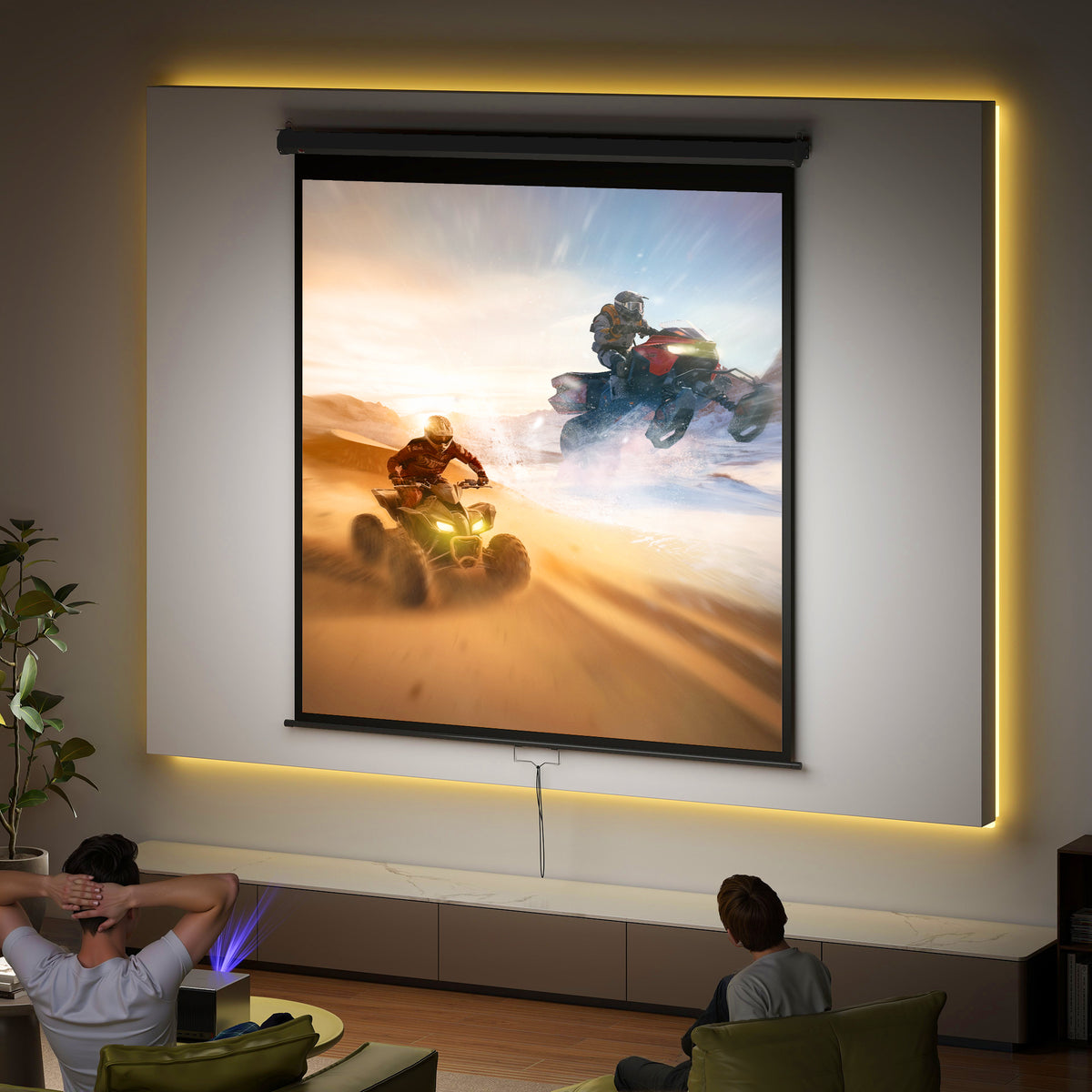 HOMCOM Beamer Leinwand 178 x 178 cm 99 Zoll 1:1 HD 4K Projektionsleinwand für Heimkino – Produktabbildung 2