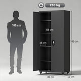 HOMCOM Aktenschrank, Abschließbar Metallschrank mit Rollen, Verstellbaren Ablagen, aus Stahl, 80 x 40 x – Produktabbildung 3