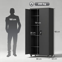 HOMCOM Aktenschrank, Abschließbar Metallschrank mit Rollen, Verstellbaren Ablagen, aus Stahl, 80 x 40 x – Produktabbildung 3