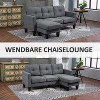 HOMCOM Ecksofa in L-Form, beidseitig anbringbare Chaiselongue, Polstersofa, Dunkelgrau – Produktabbildung 6