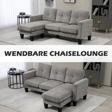 HOMCOM Ecksofa, Eck-Couch mit umkehrbarer Chaiselongue, Sofa in L-Form, Bezug in Leinenoptik, 186 x 130 – Produktabbildung 6