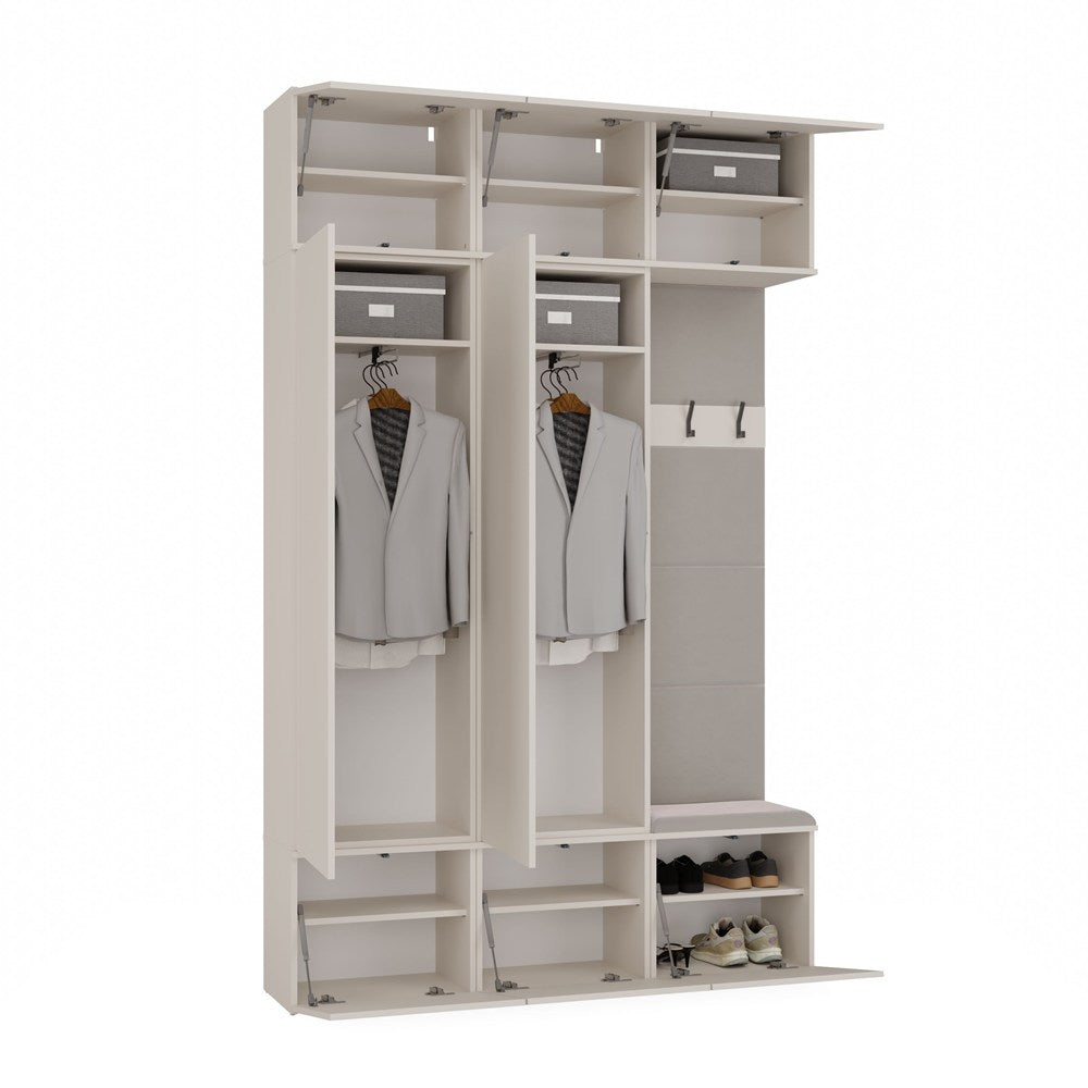 Garderobe HAGA III 2Sz1W KASCHMIR BEIGE 2x Schrank + Kleiderpaneel – Produktabbildung 2