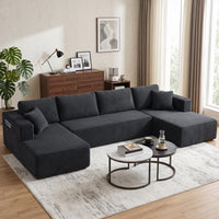 HOMCOM Modulares U-Sofa mit 2 Chaiselongues, Cord-Schlafsofa mit hochdichtem Schaumstoff und – Produktabbildung 2