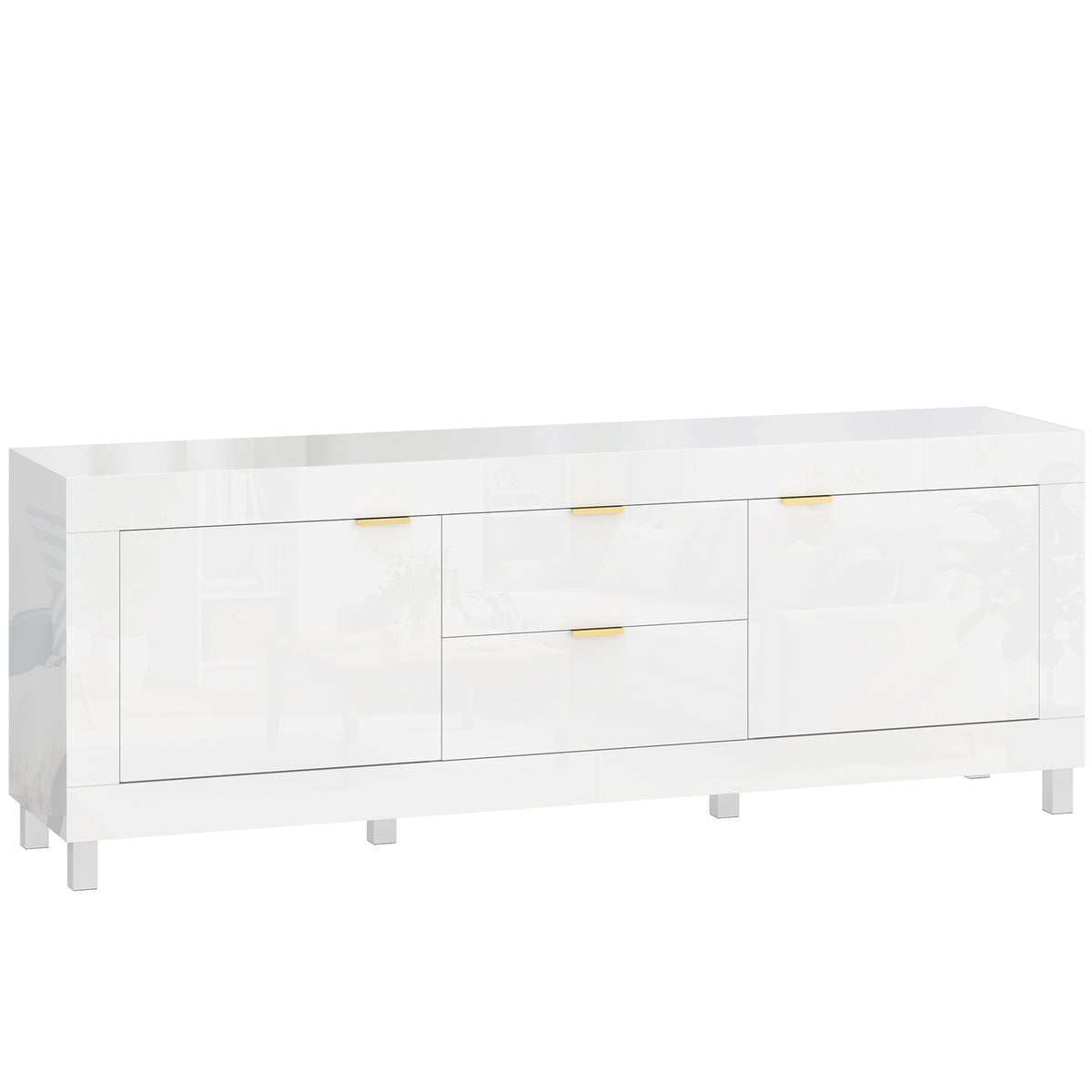 HOMCOM TV-Schrank für Fernseher bis zu 75 Zoll, modernes Entertainment-Center mit 2 Schränken und 2