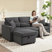 HOMCOM Verstellbares Bettsofa, L-förmiges Gästesofa mit Bettfunktion, Stauraum, Kissen, für Wohnzimmer – Produktabbildung 12