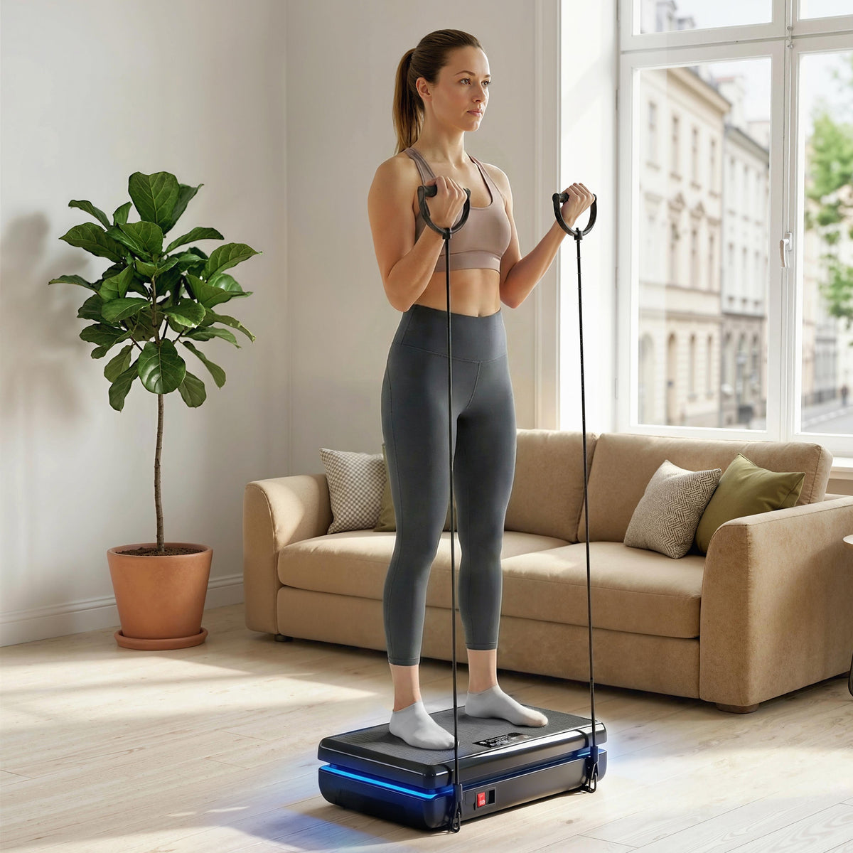Vibrationsplatte Rüttelplatte mit 120 Intensitätsstufen 5 Vorprogramm LED-Lichtern Widerstandsbänder – Produktabbildung 2