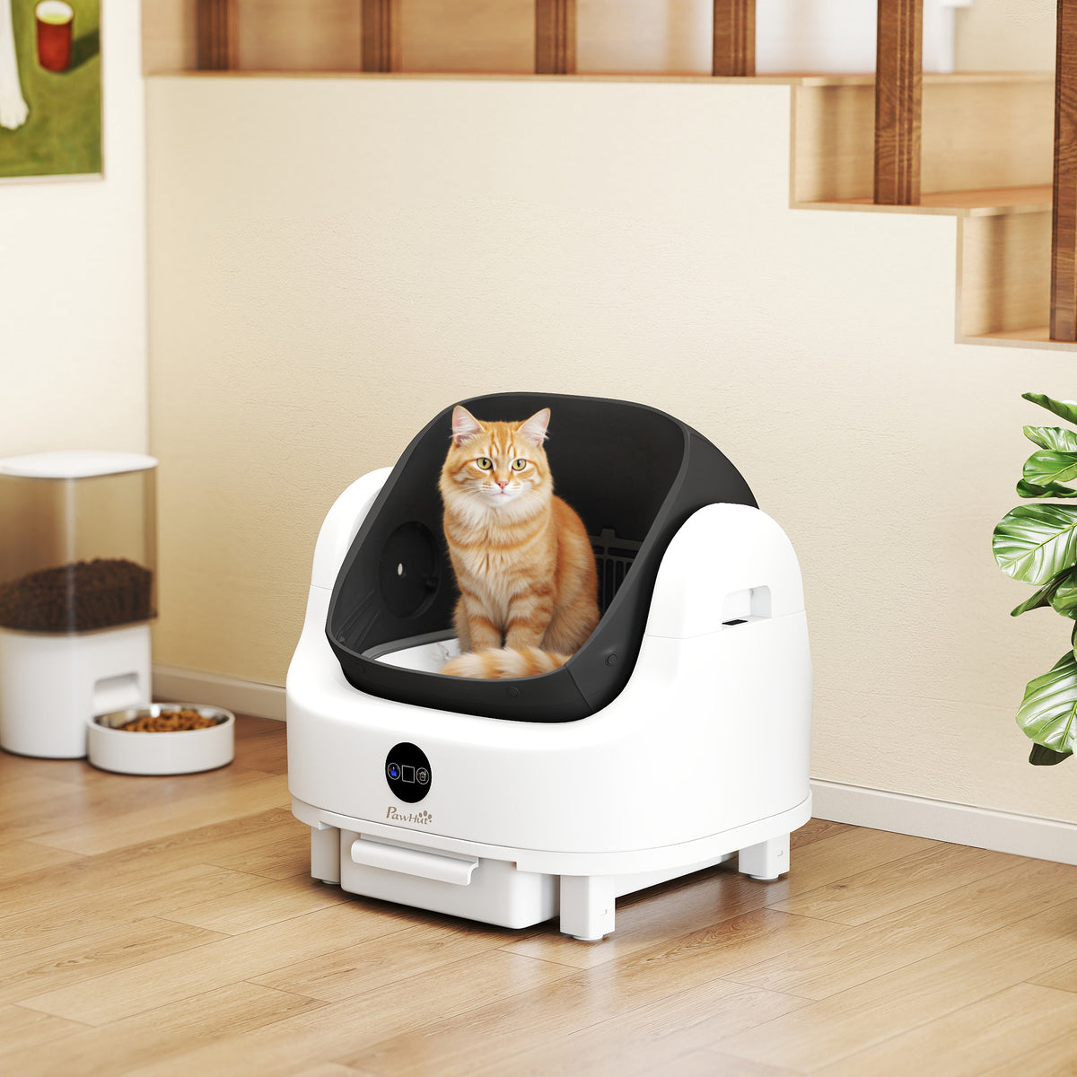 PawHut Selbstreinigende Katzentoilette, 42L Katzenklo Selbstreinigend mit Aromatherapie, Müllbeutel – Produktabbildung 2