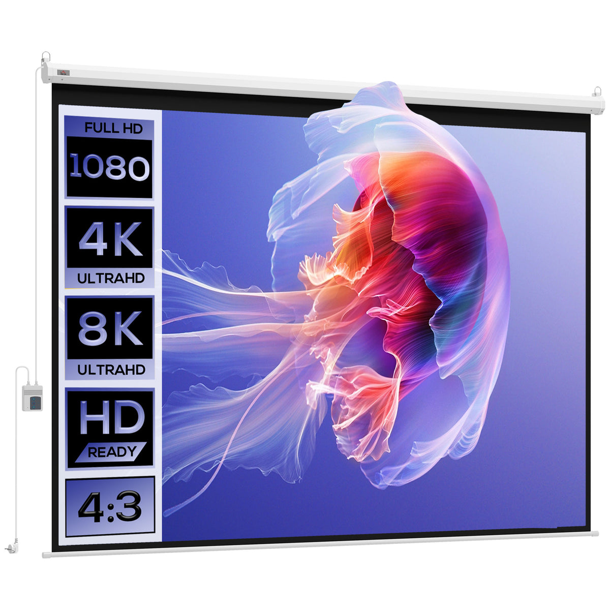 HOMCOM Beamer-Leinwand, Projektionsleinwand, 100 Zoll, 4:3, 203x152 cm, Weiß