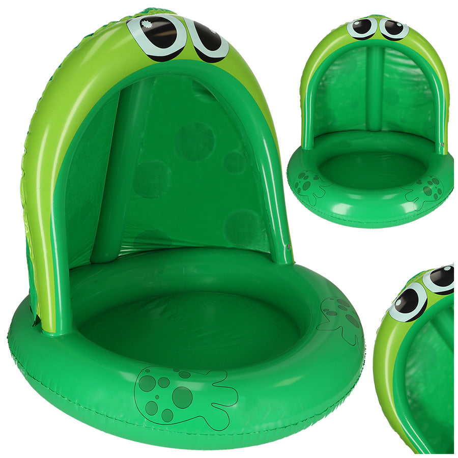 IKONKA Aufblasbares Babybecken Planschbecken mit Überdachung Frosch 95cm
