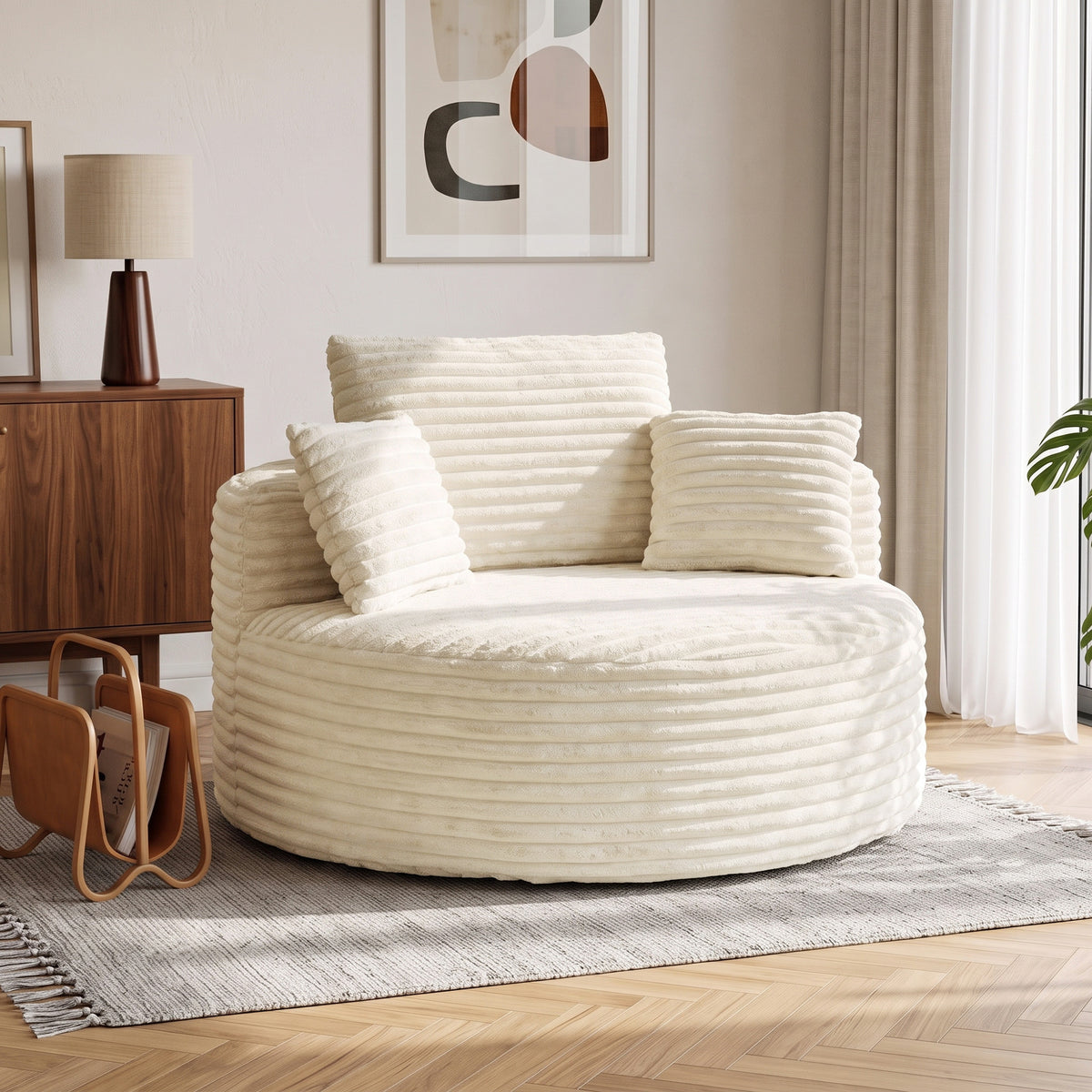 HOMCOM Sessel mit tiefer Sitzfläche, Einzelsofa ohne festen Rahmen, Vollschaum-Design, 4 Kissen – Produktabbildung 2
