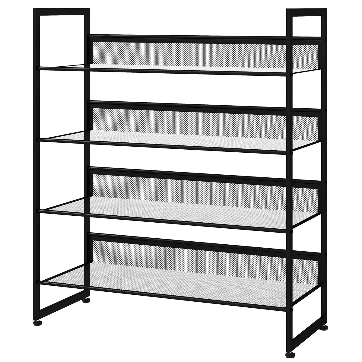HOMCOM Schuhregal Schuhablage Schuhständer, 4 Regale, 72 cm x 30 cm x 82,7 cm, Schwarz