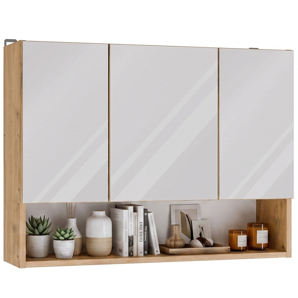 Hängender Badezimmerschrank POLA 3DL/P EICHE ARTISAN 80 cm 3 Spiegel mit Ablage