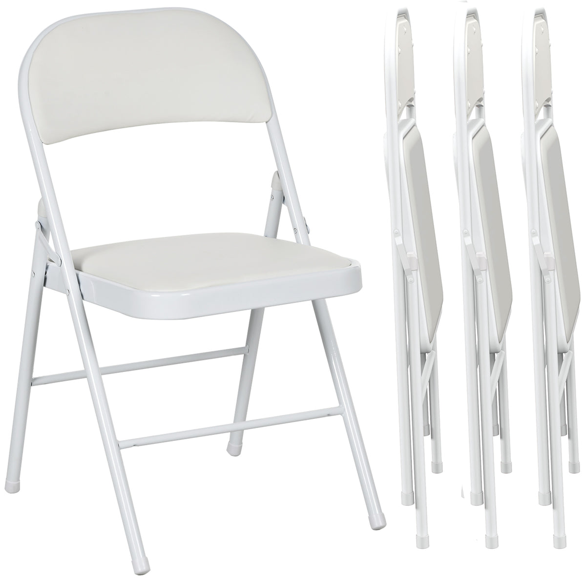 HOMCOM 4er-Set Klappstühle, Tragbare Bürostühle, Metallbeine, Faltstuhl für Büro, Empfang, Wartezimmer