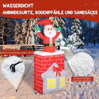Outsunny Aufblasbare Weihnachtsdekoration, Weihnachtsmann in Schornstein, LEDs, Gebläse – Produktabbildung 6