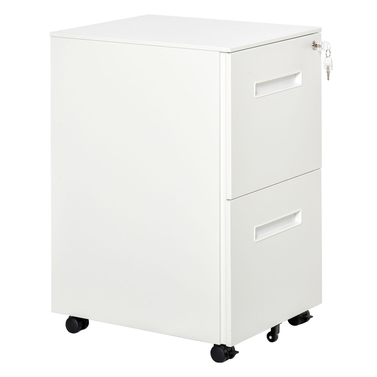 Vinsetto Rollcontainer, Aktenschrank, Trennwand, zentral abschließbar, Stahlgehäuse, 5 Räder, weiß, 39 x 48 x