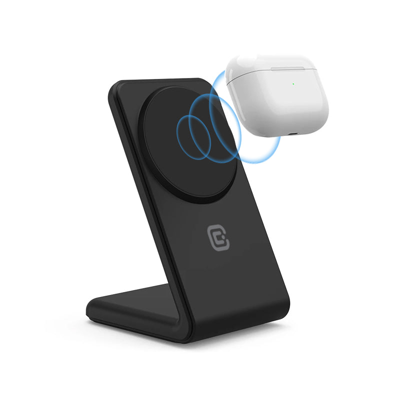 Ständer Crong MagSpot - Kabelloses Ladegerät 2 in 1 s MagSafe für iPhone a AirPods (schwarz) – Produktabbildung 2